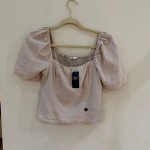 Abercrombie & Fitch Puffer Sleeve Smocked Blouse NWT Small